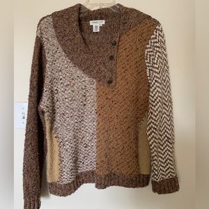 Coldwater Creek Patchwork Sweater 1X brown